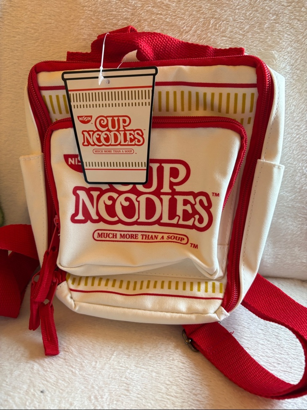 Nissin Cup Noodles Cream & Red Mini Backpack